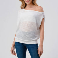 Off-Shoulder Knitted Short Sleeve Dolman