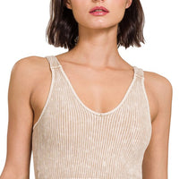 Stone Washed V Neck Padded Bra Top