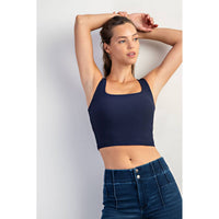 Ribbed Square Neck Crop Tank