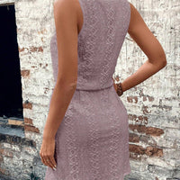 Sleeveless Lace Drawstring Dress