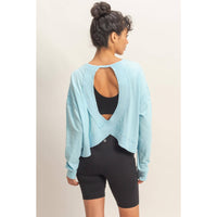 Cross Detail Open Back Long-Sleeve Top