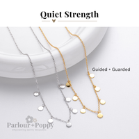 Quiet Strength Guarded and Guided Dainty Medallion Necklace in Silver and Gold