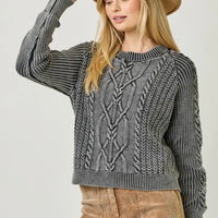 Washed Cable Knit Sweater