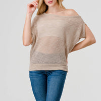 Off-Shoulder Knitted Short Sleeve Dolman