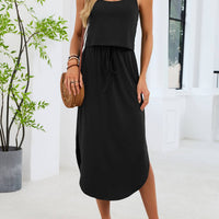 Soft Drawstring Midi Dress