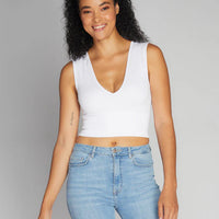 C'est Moi Bamboo V-Neck Ribbed Top