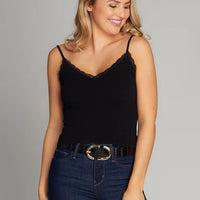 C'est Moi Bamboo Tank Lace Trim