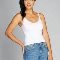 C'est Moi Bamboo Tank Lace Trim