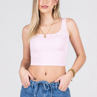 C'est Moi Bamboo Rib Square Neck Tank