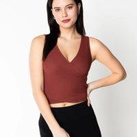 C'est Bamboo Ribbed S/Less Wrap Top