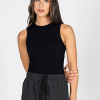 C'est Moi Seamless Textured Crew Neck Tank