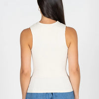 C'est Moi Seamless Textured Crew Neck Tank