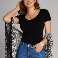 C'est Moi Bamboo Double Scoop Neck Tee