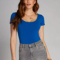 C'est Moi Bamboo Double Scoop Neck Tee