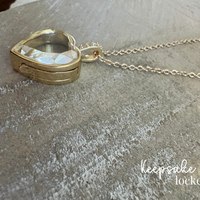 Heart-Shaped Glass Keepsake Locket Necklace