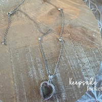 Crystal Heart Memory Locket Fancy Chain Necklace