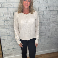 Washed Cable Knit Sweater