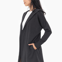 Open Front Longline Hooded Cardigan
