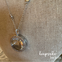 Crystal Round Memory Locket Fancy Chain Necklace