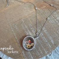 Crystal Round Memory Locket Fancy Chain Necklace