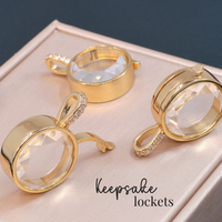 Small Round Glass Keepsake Double Clasp Locket Necklace