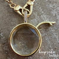 Small Round Glass Keepsake Double Clasp Locket Necklace