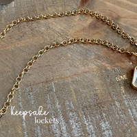 Square Glass Keepsake Double Clasp Locket Necklace