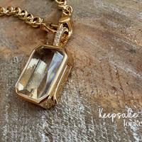 Square Glass Keepsake Double Clasp Locket Necklace
