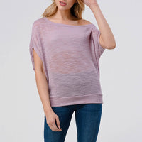 Off-Shoulder Knitted Short Sleeve Dolman