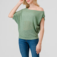Off-Shoulder Knitted Short Sleeve Dolman