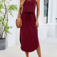 Soft Drawstring Midi Dress