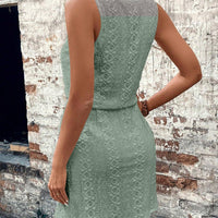 Sleeveless Lace Drawstring Dress