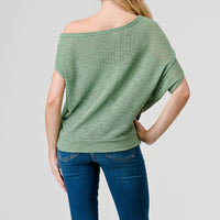 Off-Shoulder Knitted Short Sleeve Dolman