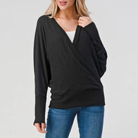 Surplice Crossover Brushed Knit Top