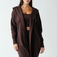 Open Front Longline Hooded Cardigan