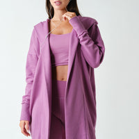 Open Front Longline Hooded Cardigan