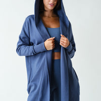 Open Front Longline Hooded Cardigan