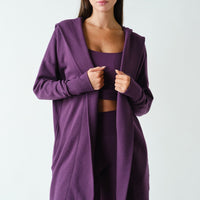 Open Front Longline Hooded Cardigan