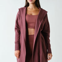 Open Front Longline Hooded Cardigan