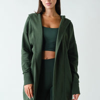 Open Front Longline Hooded Cardigan