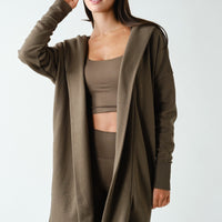 Open Front Longline Hooded Cardigan