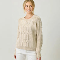Washed Cable Knit Sweater
