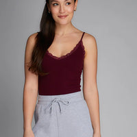 C'est Moi Bamboo Tank Lace Trim