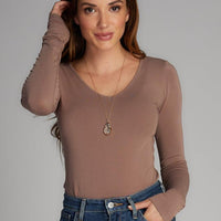 C'est Moi Bamboo V Neck Long Sleeve