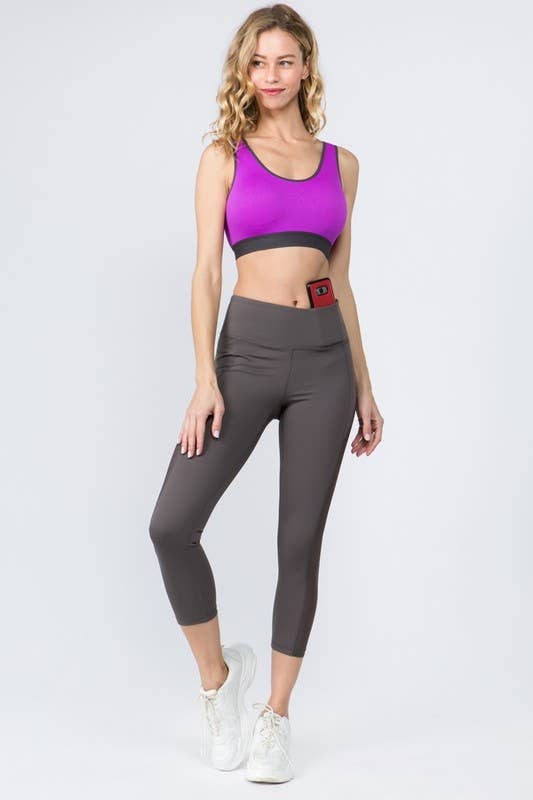 Mesh Side Workout Capri Wt/Pocket