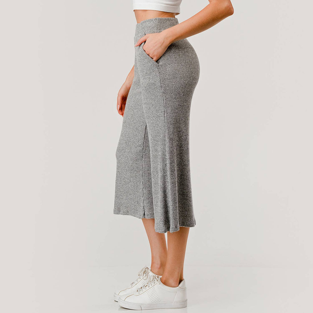 Brushed Rib Knit Lounge Capri