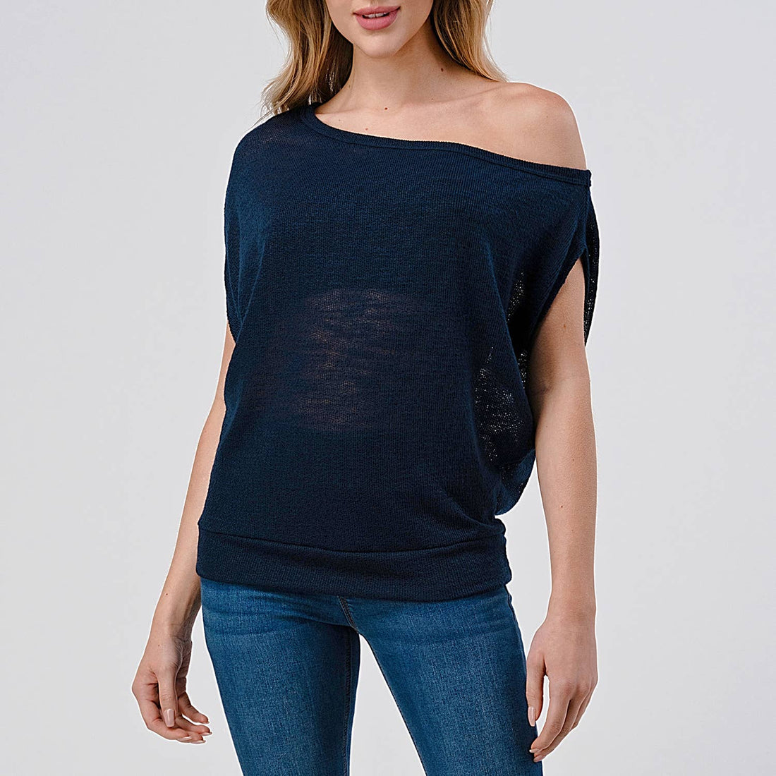 Off-Shoulder Knitted Short Sleeve Dolman