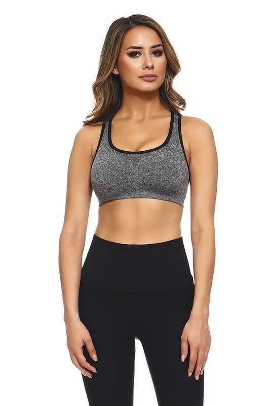 Marled Knit Activewear Sports Bra