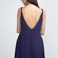 Twist Strap Low Back Dress with Pockets