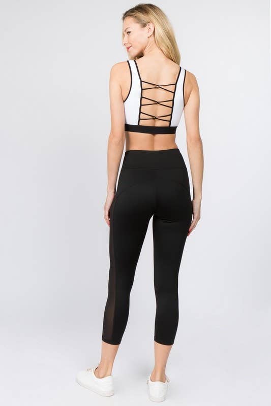 Mesh Side Workout Capri Wt/Pocket